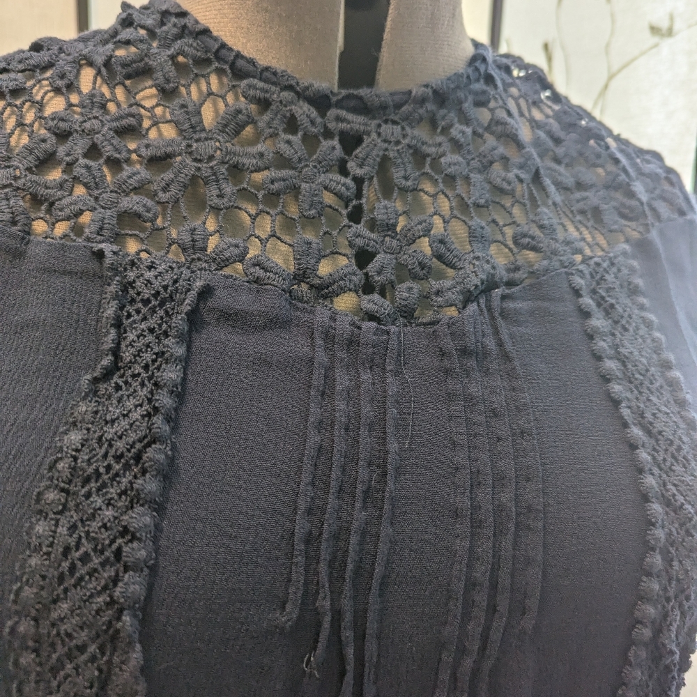 Women's Miss Pinky navy blue blouse XL - Picture 4 of 6